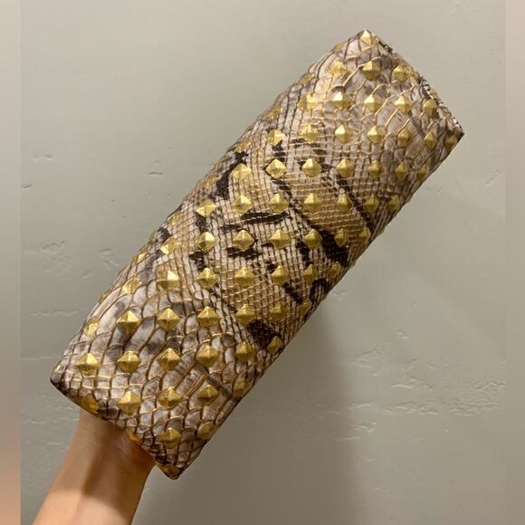 Handsewn Genuine Embossed Leather, Double Kisslock & Top Handle Bag, Crossbody - Picture 15 of 16